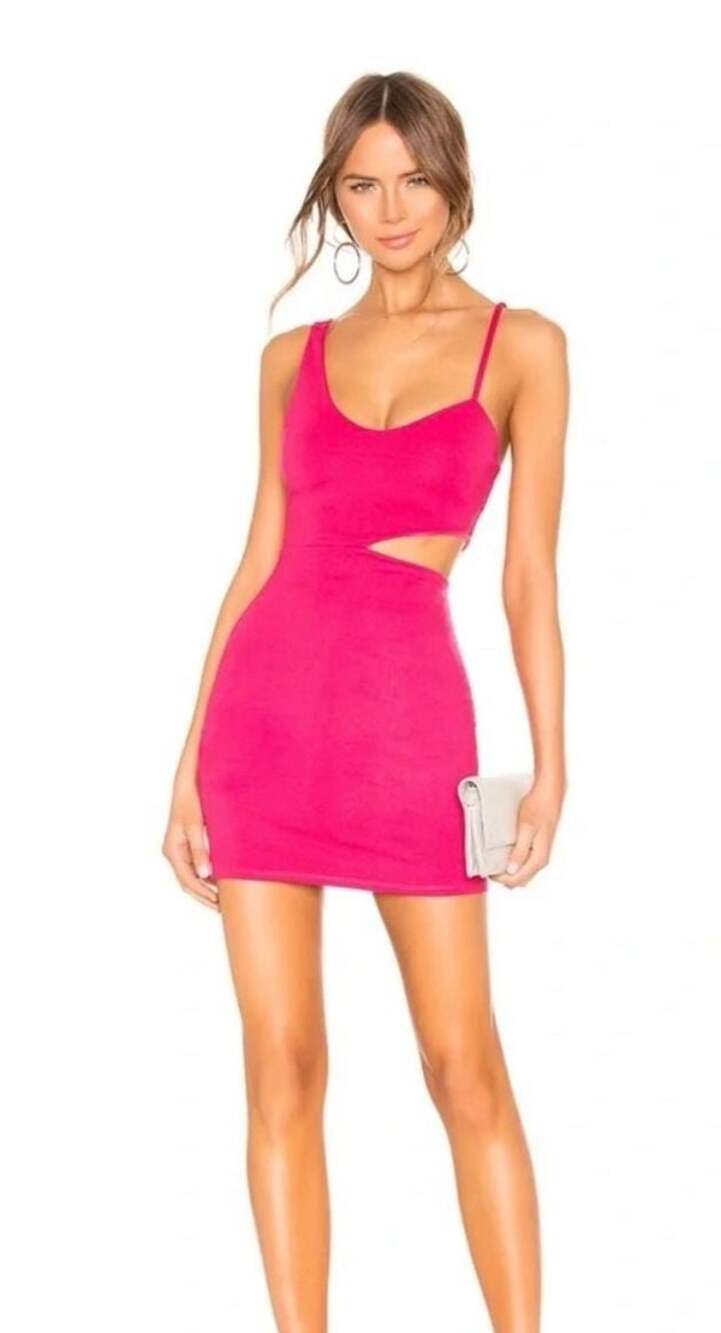 h:ours Lambert Mini Dress in Hot Pink